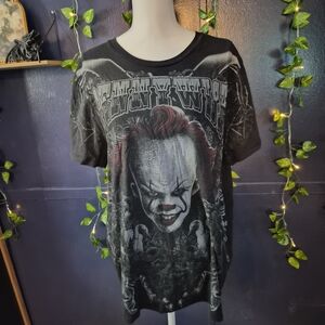 Graphic Horror Clown Tee - Black with Red Accent